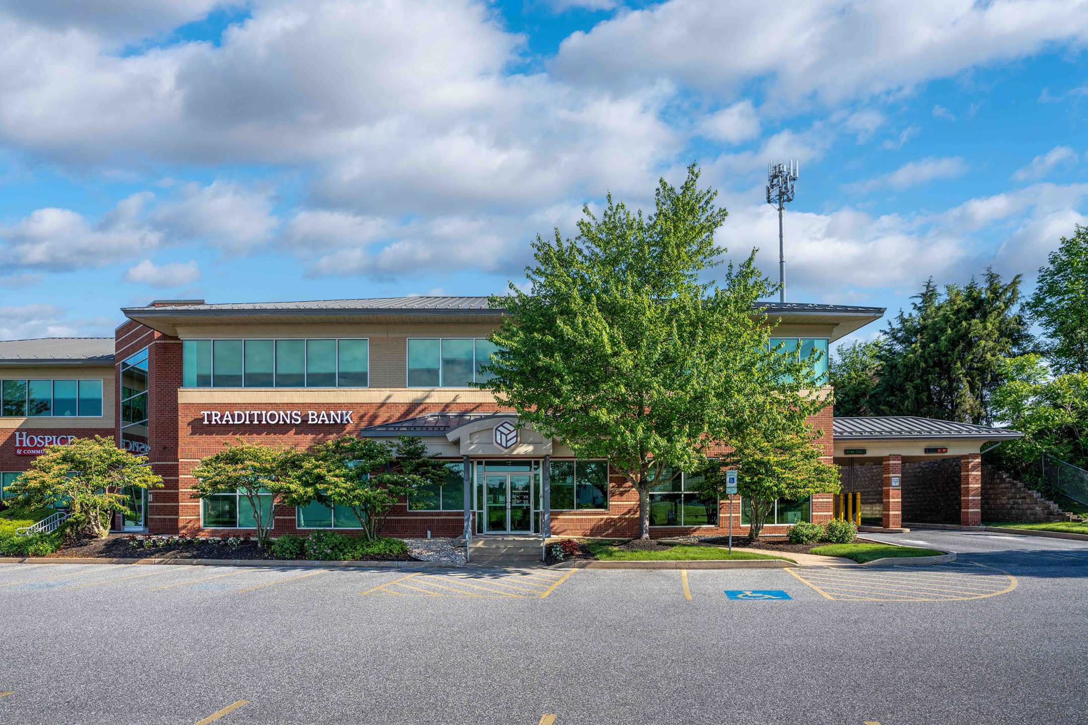 Exterior of Traditions Bank branch on St. Charles Way in York, PA