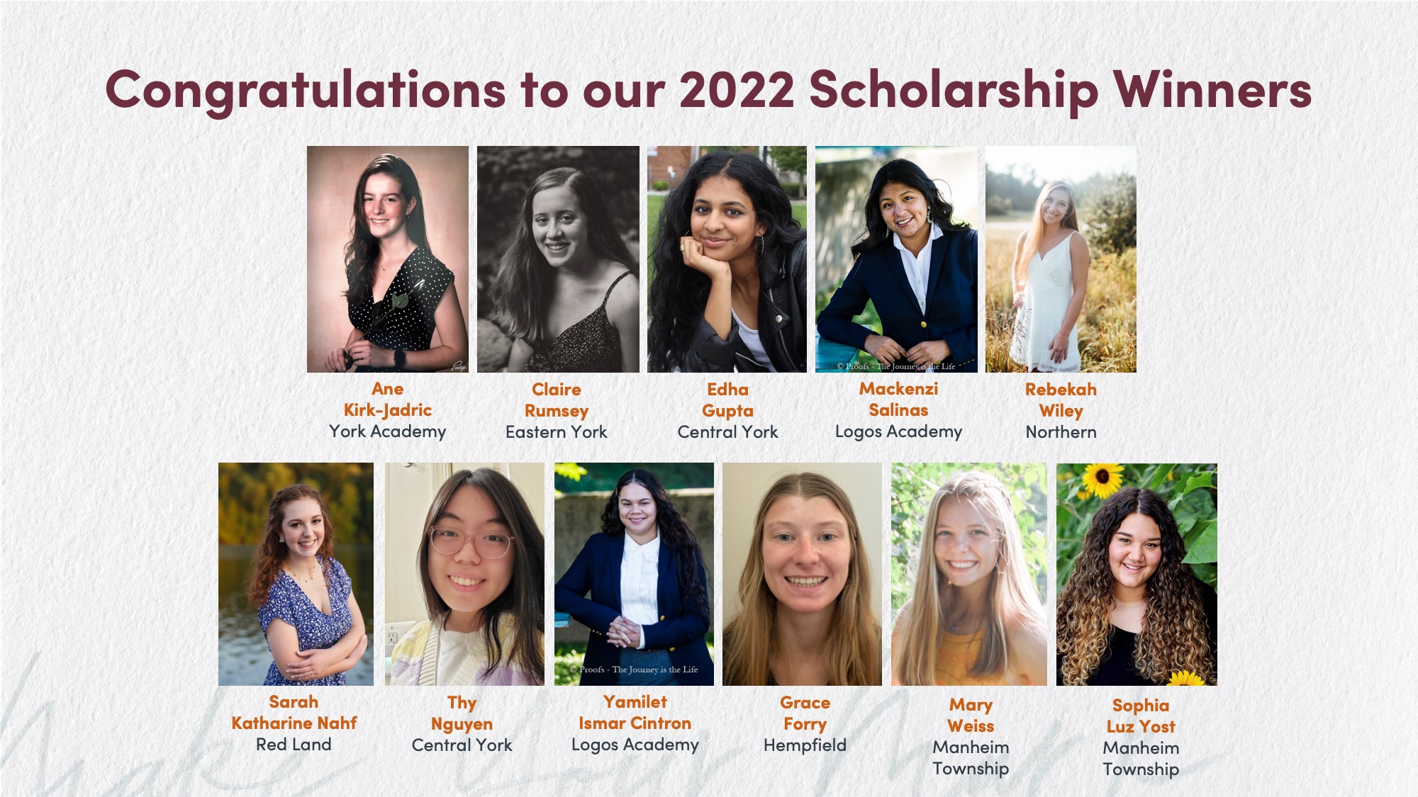 Her Traditions 2022 Scholarship Winners