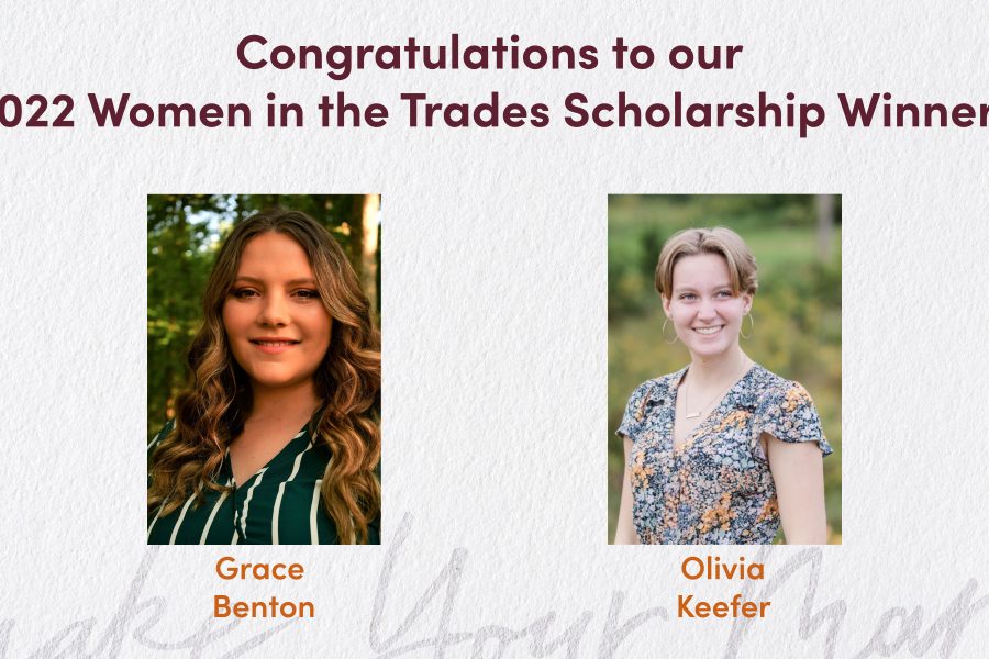 two women in the trades scholarship winners